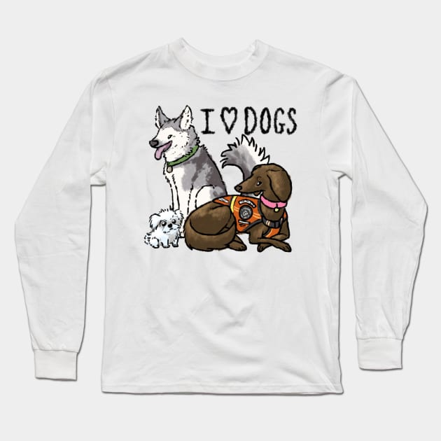 I Love Dogs Long Sleeve T-Shirt by Tayleaf